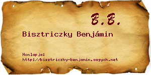 Bisztriczky Benjámin névjegykártya